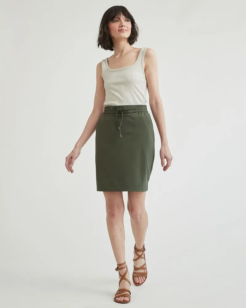 Khaki pencil skirt stretch store