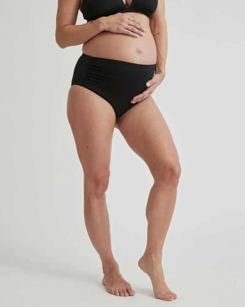 RW CO. High Waist Bikini Bottom with Shirring Thyme Maternity