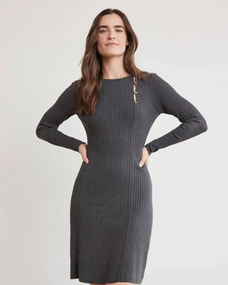 Dark grey long sleeve dress clearance