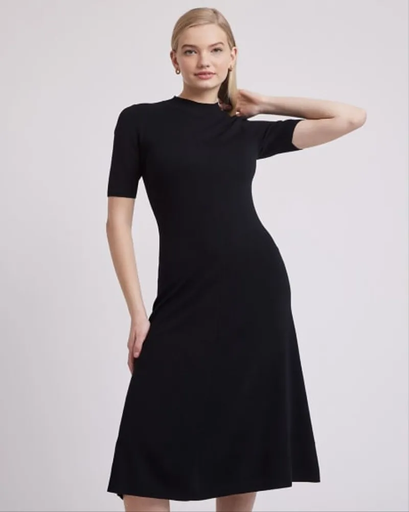 Elbow sleeve fit and best sale flare dress