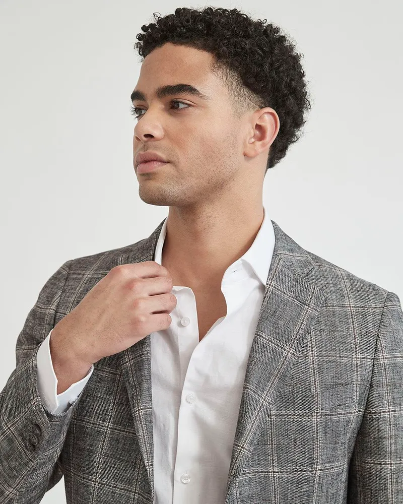 Plaid check blazer sale