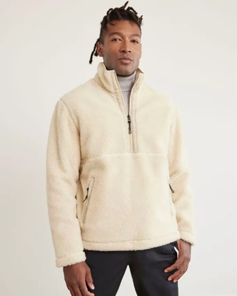 RW CO. Long Sleeve Half Zip Mock Neck Sherpa Pullover Honey