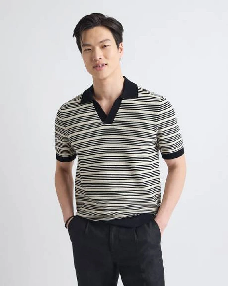 RW&Co Short-Sleeve Johnny Sweater with Horizontal Stripes