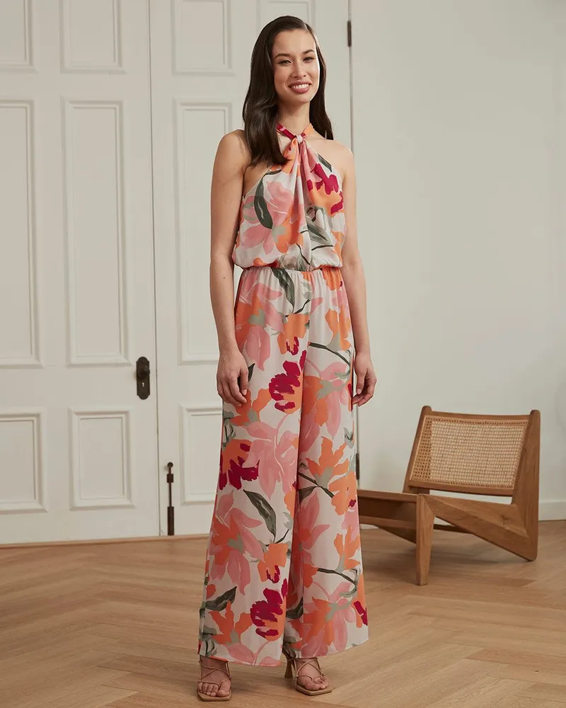 RW CO Crepe Halter Neck Jumpsuit with Back Bow Kingsway Mall