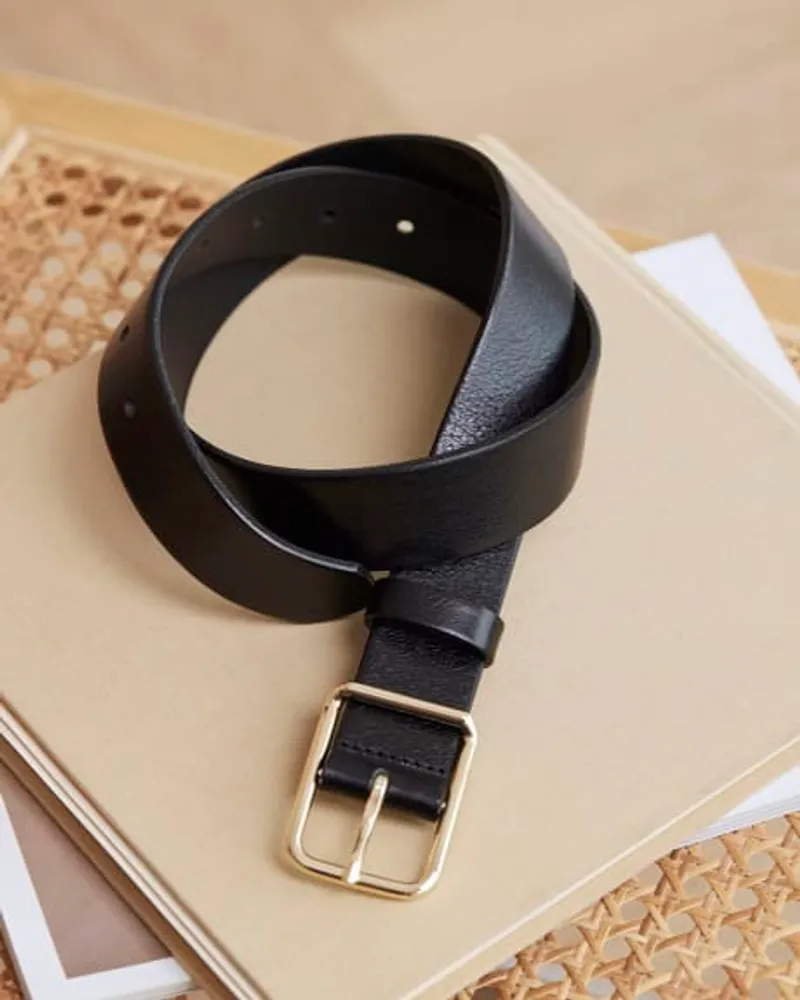 RW CO. Large Leather Belt with Square Buckle