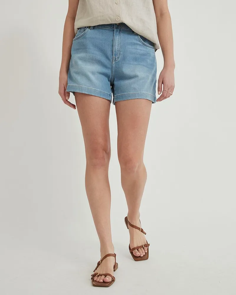 RW CO Flare Denim Shorts with Elastic Waistband Southcentre Mall