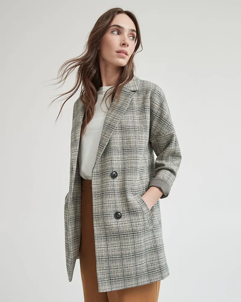 Plaid knit blazer online