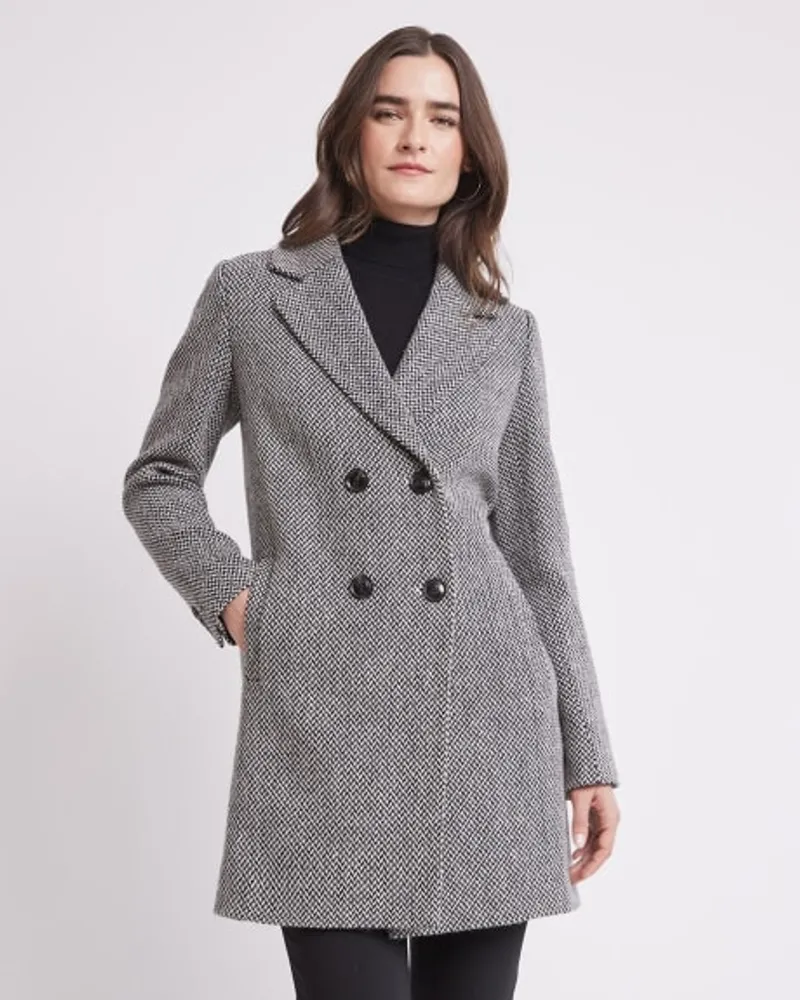 RW CO. Double Breasted Tweed Coat Black Multi Southcentre Mall