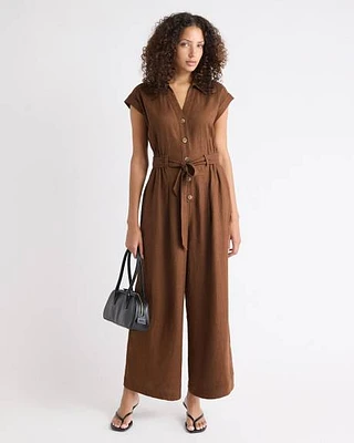 Zara FULL CUT KNOTTED LINEN BLEND JUMPSUIT | Square One