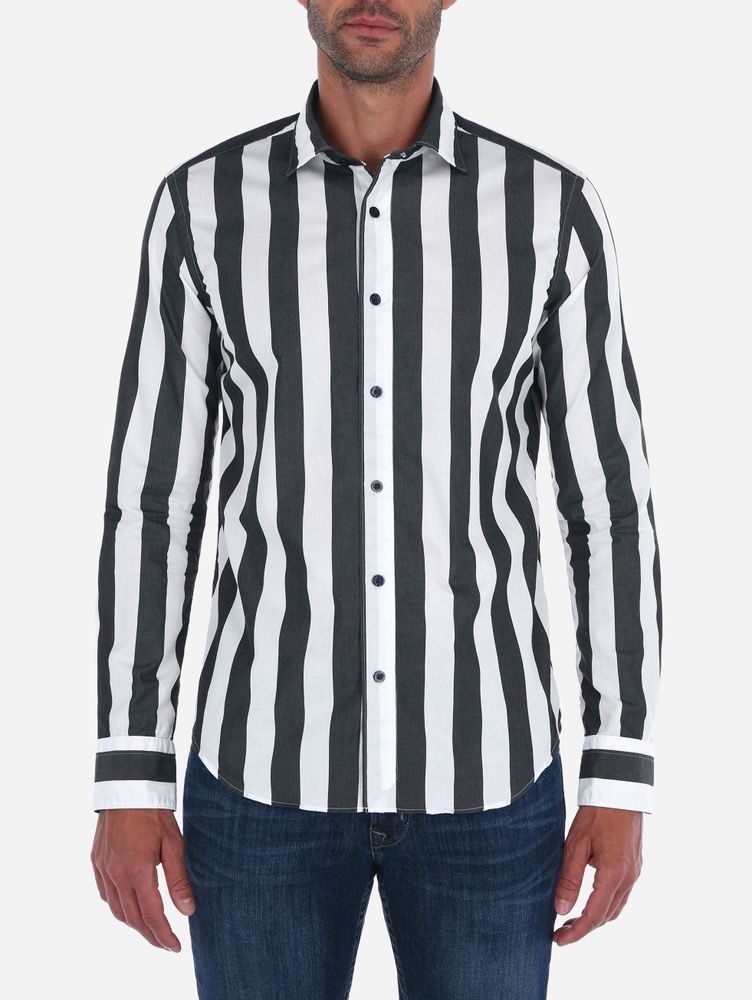 Camisa rayas gruesas clearance hombre