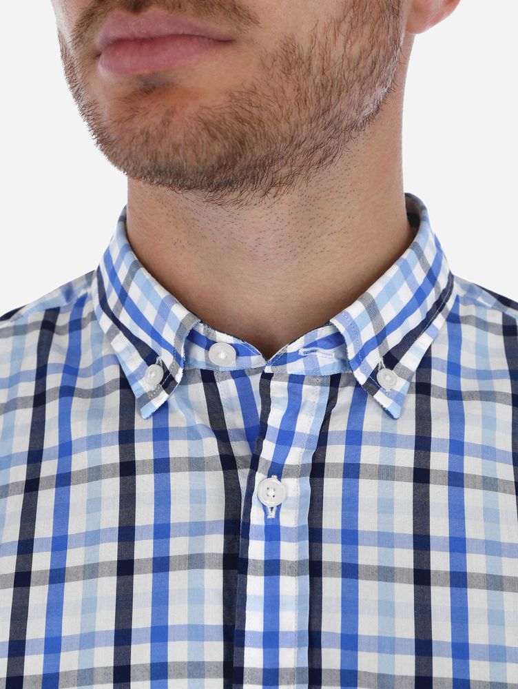 Camisa cuadrada best sale azul con blanco