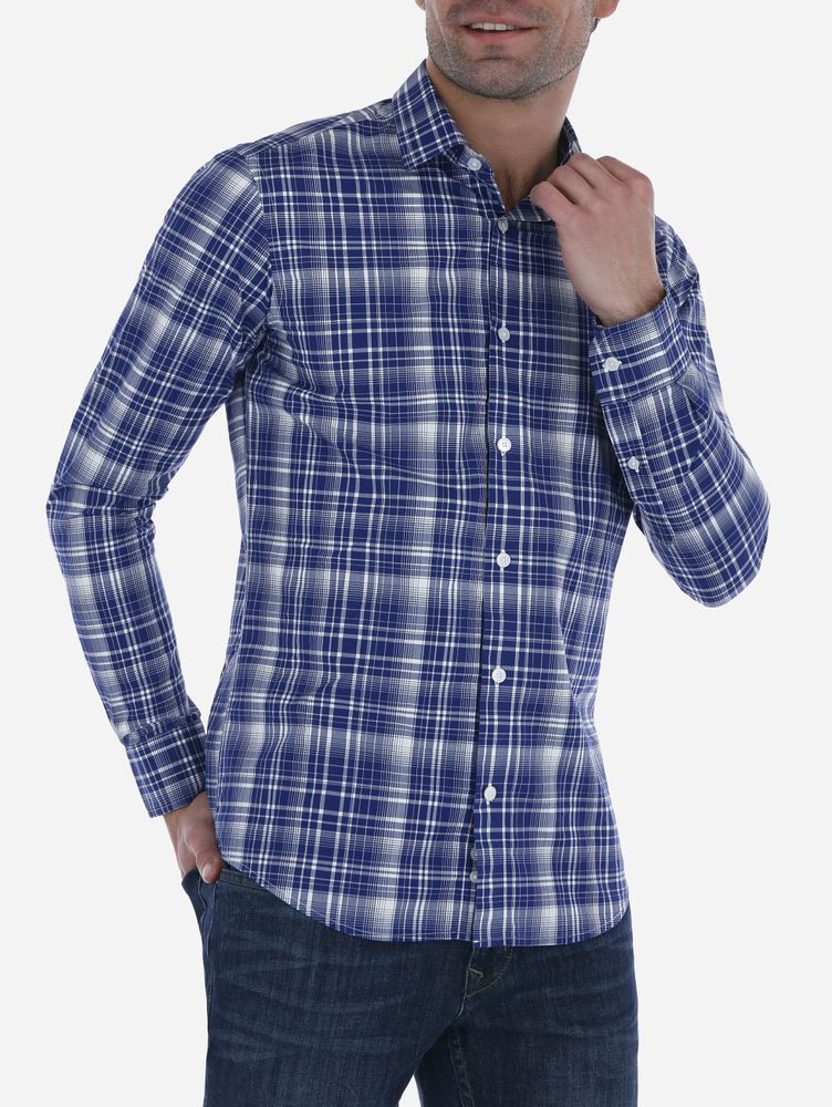 Scappino Camisa con cuadros monocrom ticos azul marino Scappino