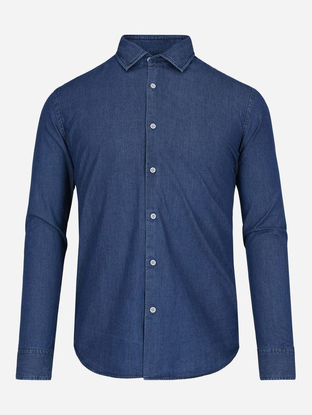 Scappino Camisa con cuello italiano de manga larga Scappino
