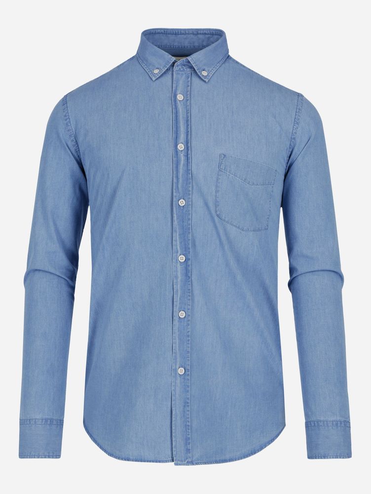 Camisa azul mezclilla discount hombre