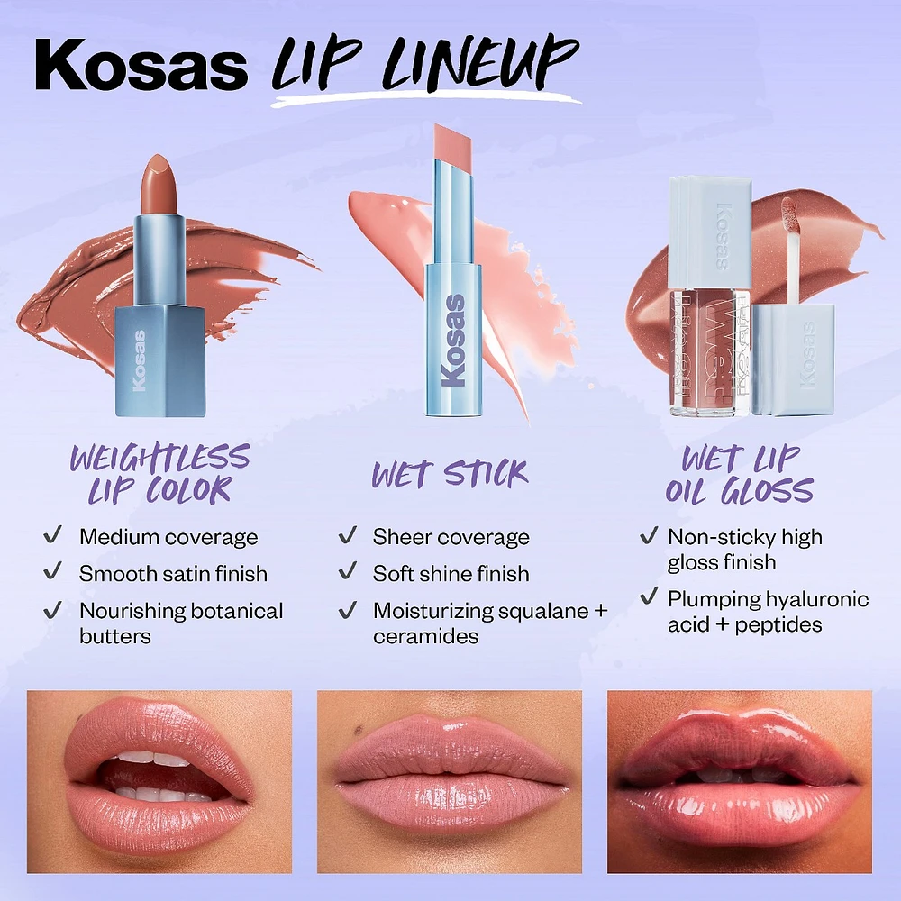 【s】 コスメ Shop Kosas Wet Stick Moisturizing Shiny Sheer Lipstick with