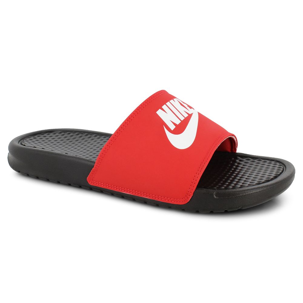 Nike benassi slides 2025 red and white