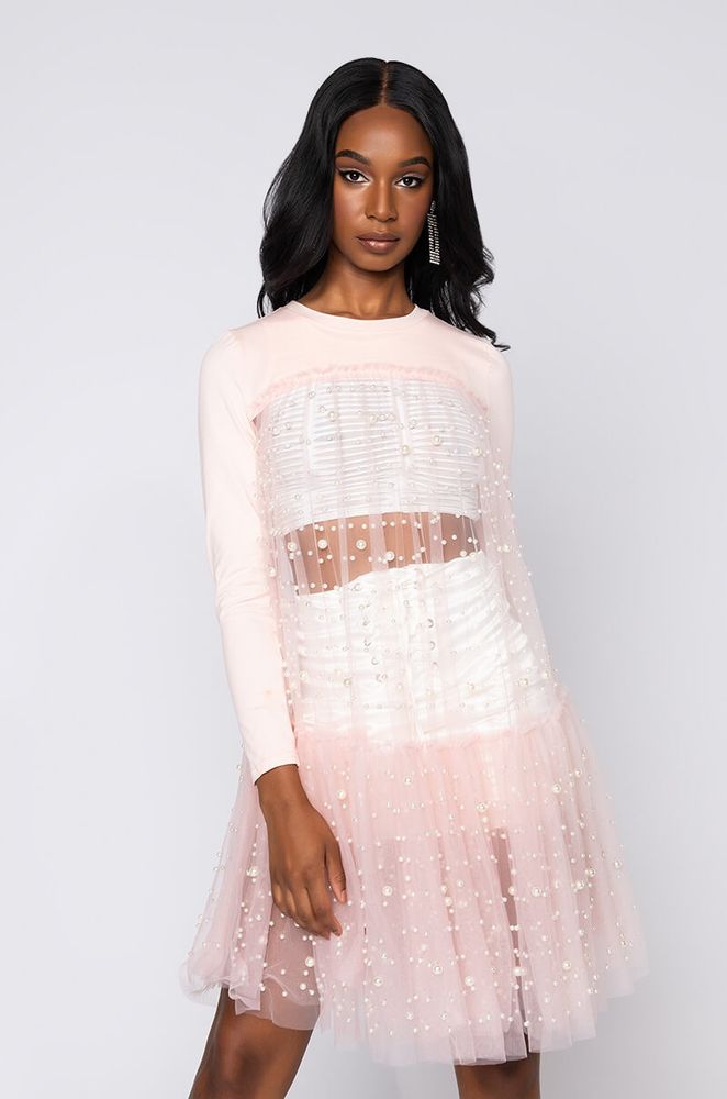 AKIRA All In My Pearls Tulle Dress With Pearls Foxvalley Mall