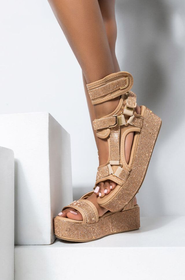 Open toe strappy ankle strap harness flatform wedge sandal online