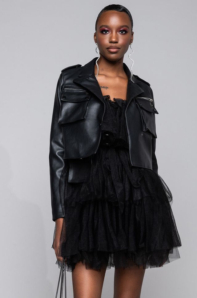 Akira black leather jacket store