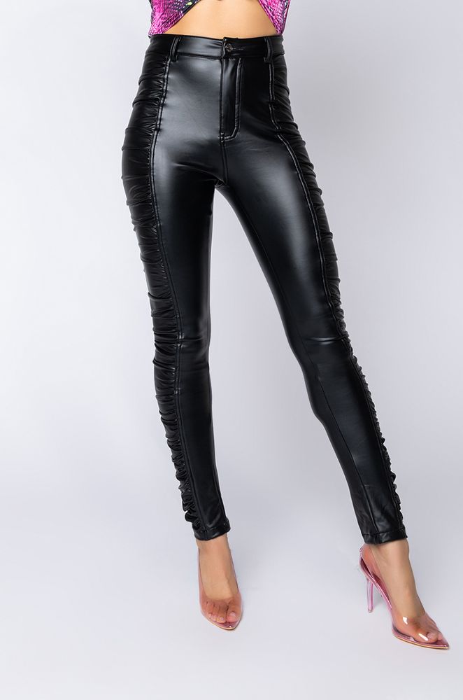 AKIRA Hanna Side Stacked Pleather Pants Foxvalley Mall