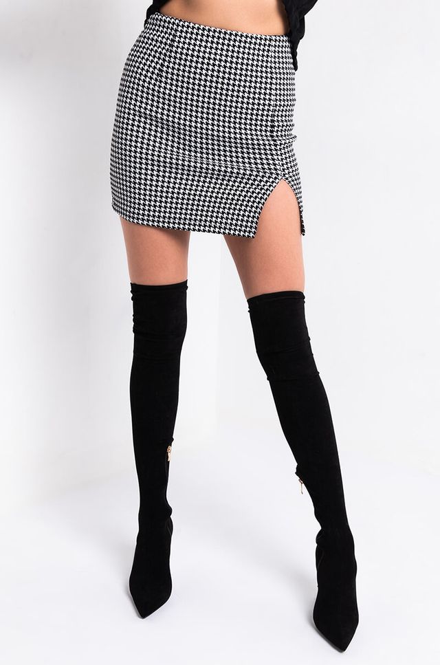 Gingham skirt with slits discount