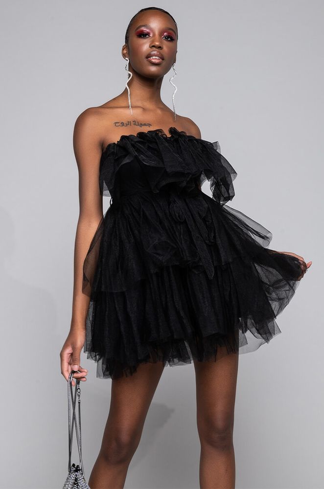 Black strapless store tulle dress