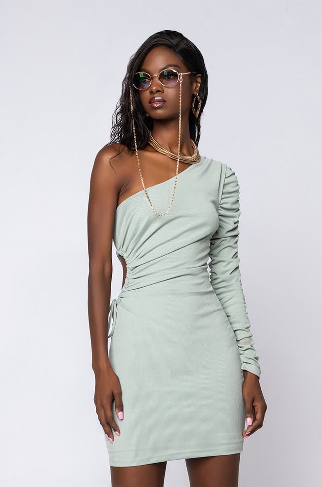 Mint one shoulder dress discount