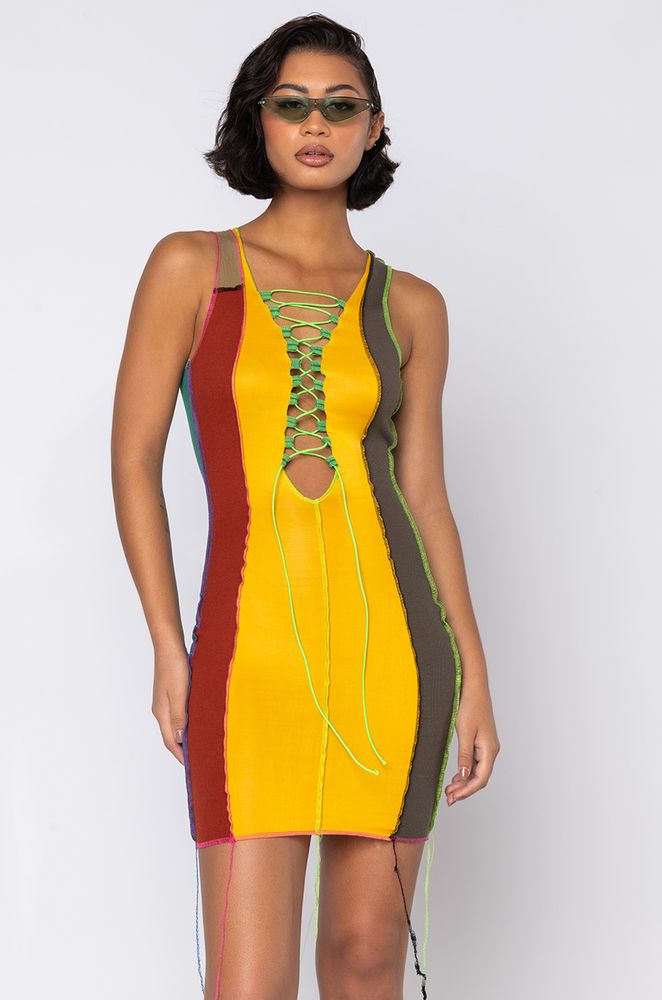 AKIRA Not Staying Color Block Mini Dress Foxvalley Mall