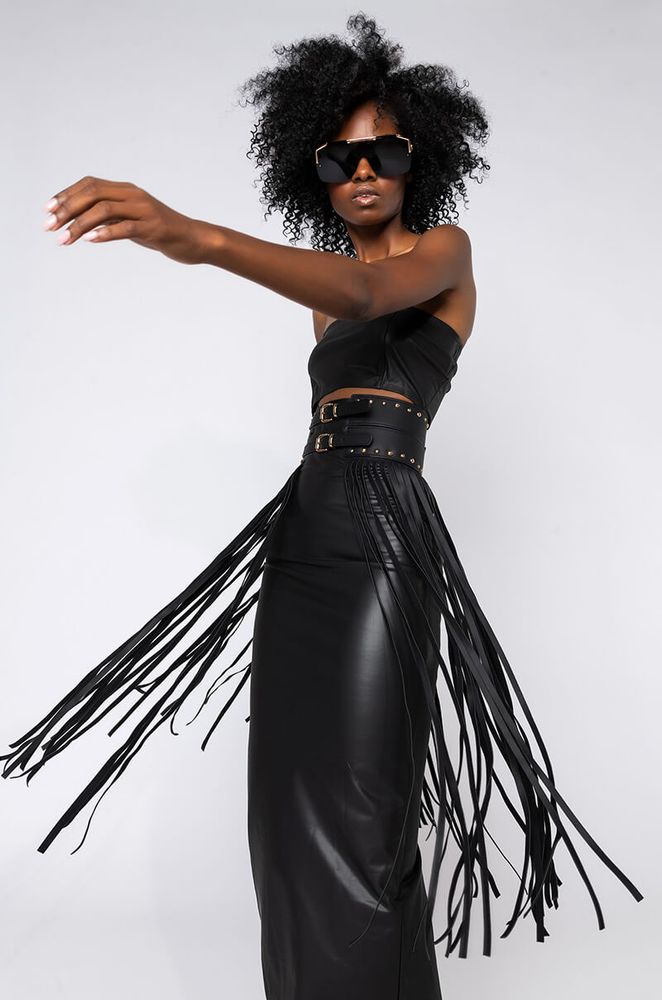 AKIRA On The Fringe Faux Leather Skirt Belt Foxvalley Mall
