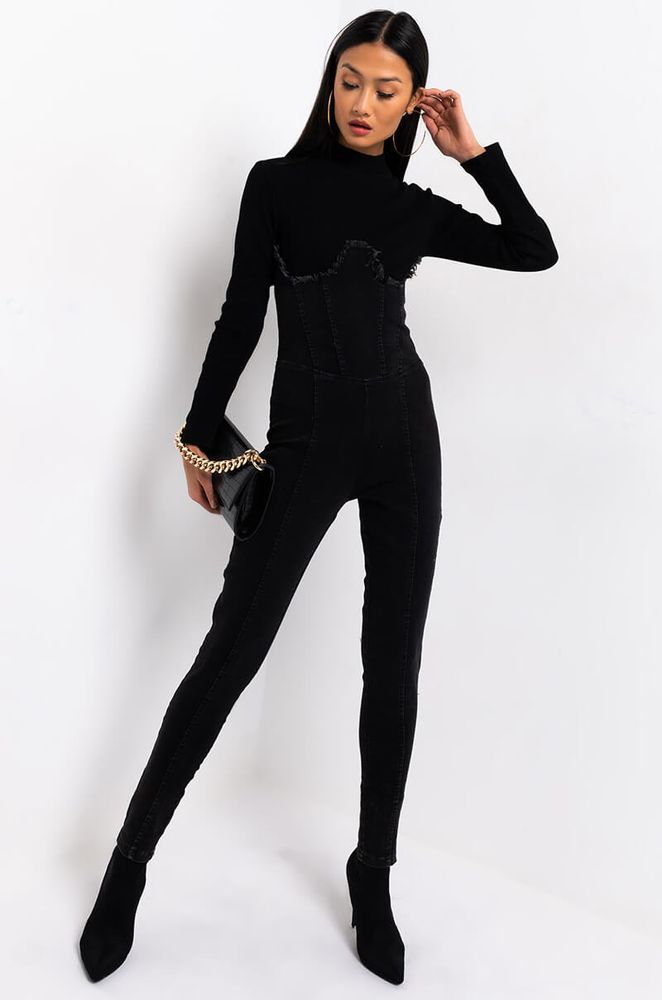 AKIRA See You Soon Long Sleeve Denim Jumpsuit Foxvalley Mall