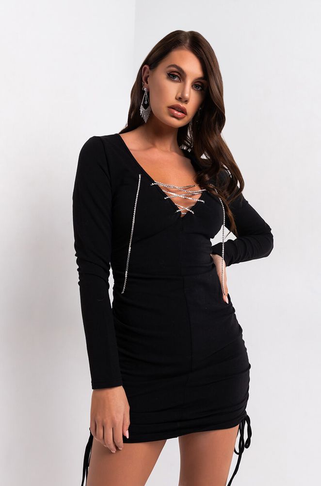 AKIRA Too Blessed Diamond String Lace Up Dress Foxvalley Mall