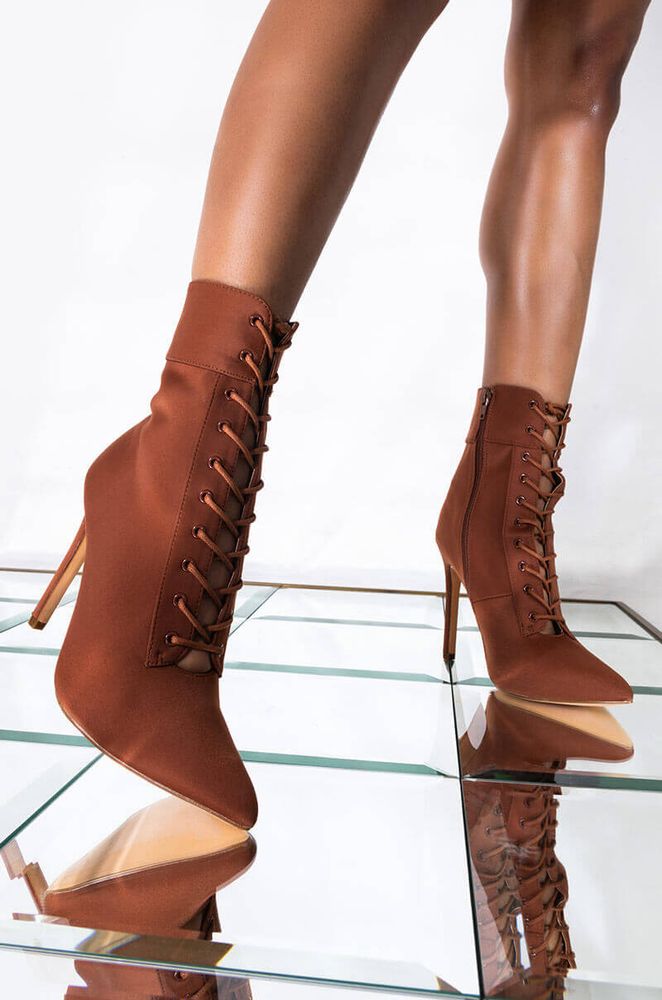 Tan stiletto booties hot sale