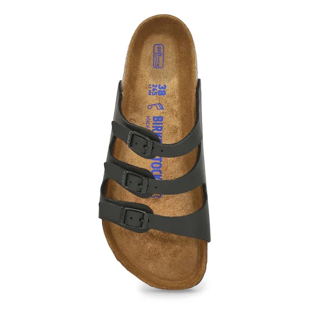 Birkenstock Womens Florida Soft Birko Flor 3 Strap Sandal Black