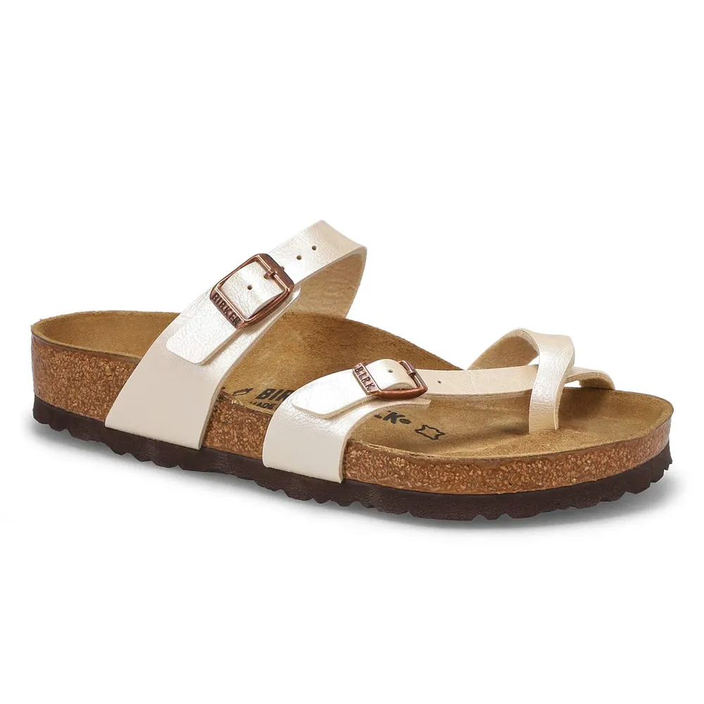 Birkenstock Womens Mayari Birko Flor Toe Sleeve Sandal Pearl