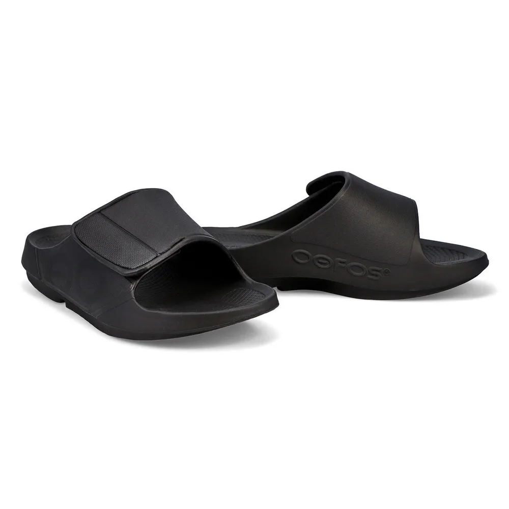 OOFOS Mens Ooahh Sport Flex Sandals - Matte Black | Square One