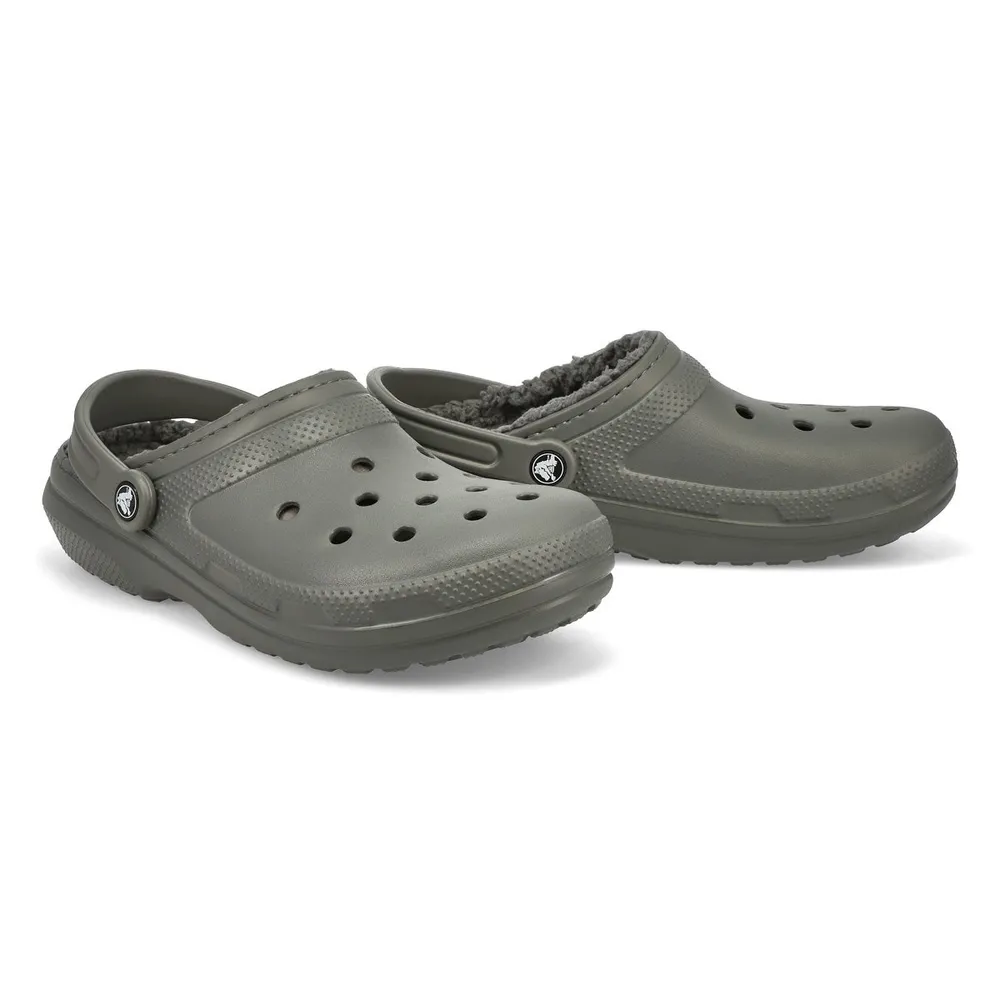 Grey fur lined online crocs