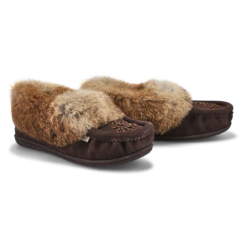 SoftMoc Womens Cute 5 Rabbit Fur Moccasin Brown Kingsway Mall