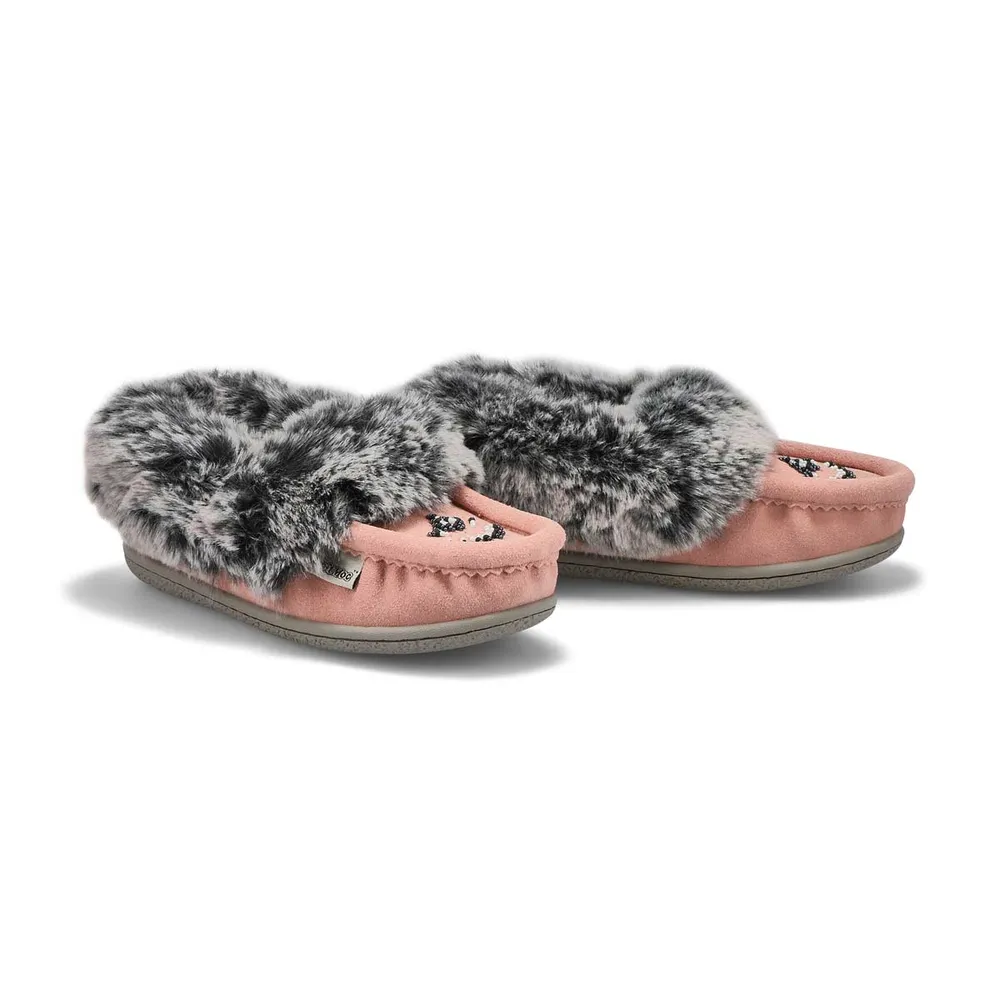 SoftMoc Slippers Mocs Girls Cute 6 Jr Faux Rabbit Fur Moccasin