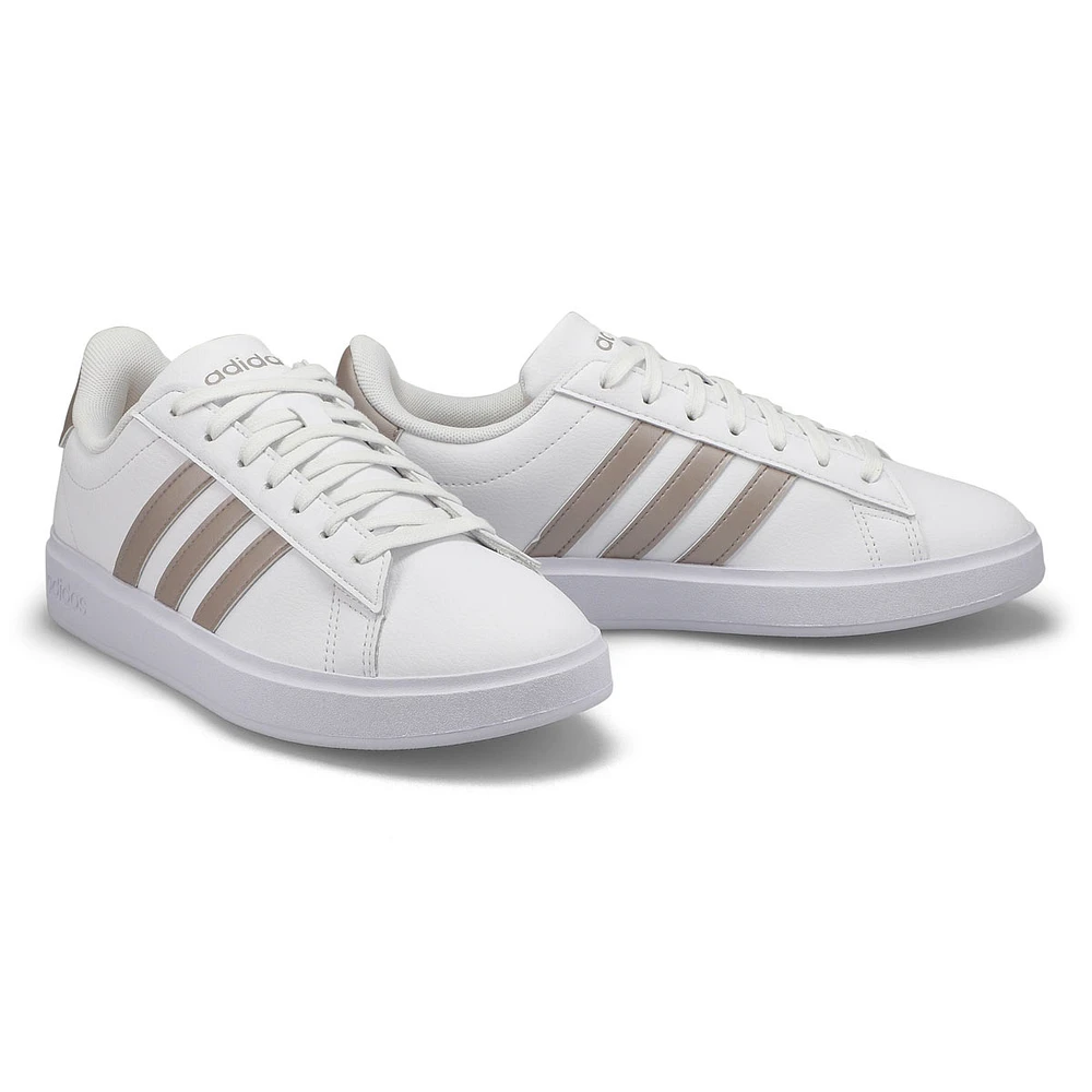 Adidas Womens Grand Court 2.0 Sneaker White Metallic Upper