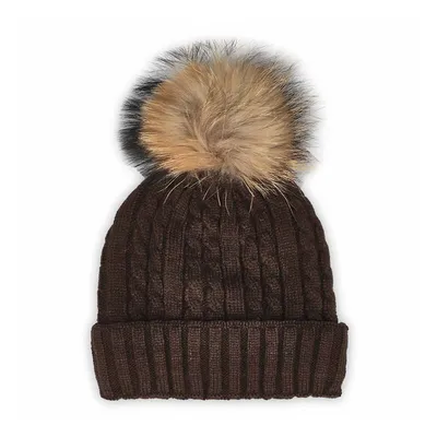 Maddison Womens black/fin with pom cable stitch hats | Southcentre