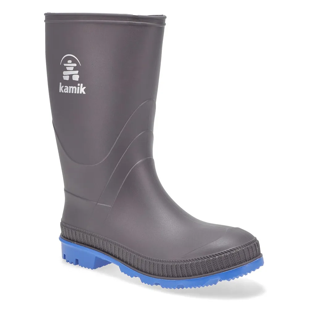 Kamik Boys Stomp Waterproof Rain Boot Charcoal Kingsway Mall