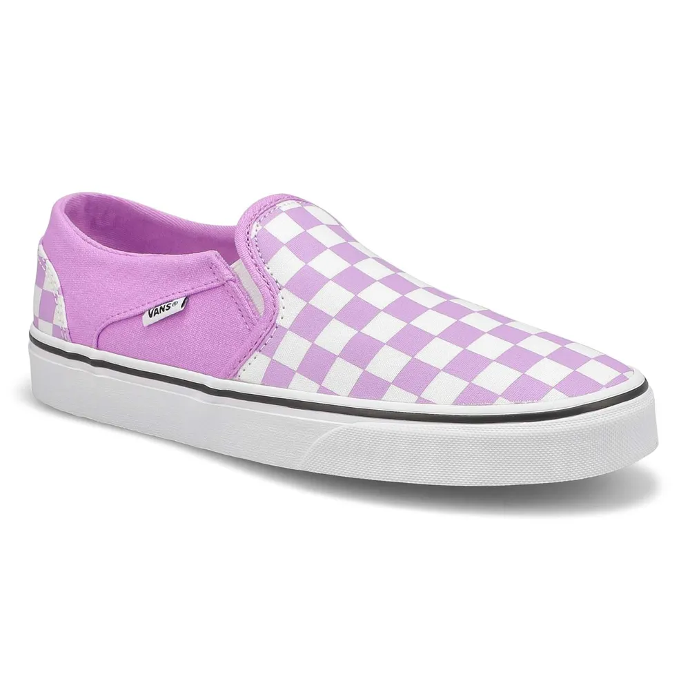 Vans purple outlet checkered slip on