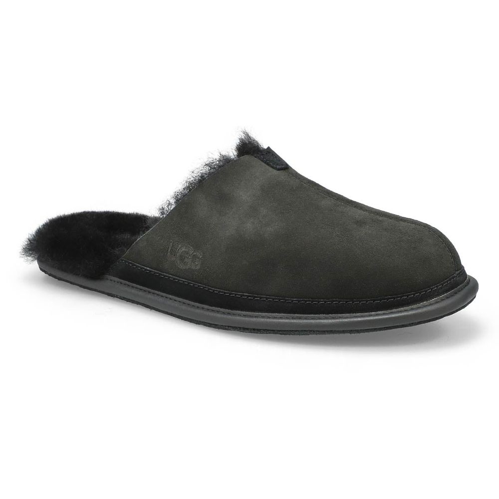 Mens black sheepskin store slippers