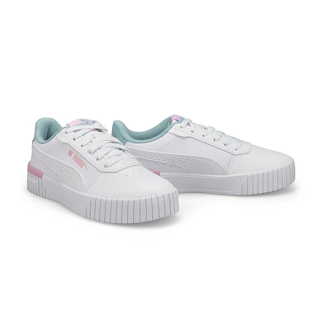 Puma Girls' Carina 2.0 Tropical Jr Sneaker - White/Turq