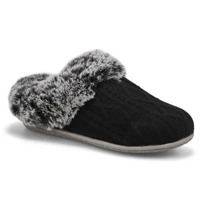 Black knit faux fur best sale ivy slipper