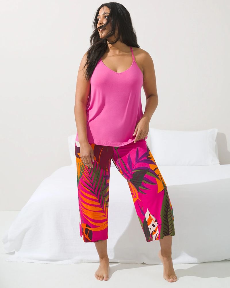 Soma Cool Nights Palazzo Crop Pajama Pants JUBILANT PALM GRAND