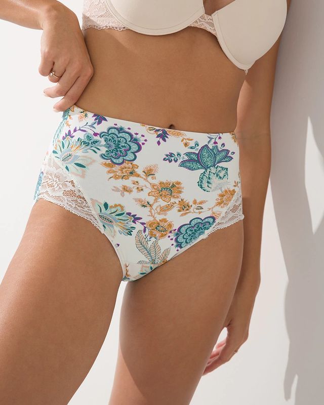 Soma Vanishing Tummy Retro Brief with Lace, Ivory Mall of America®