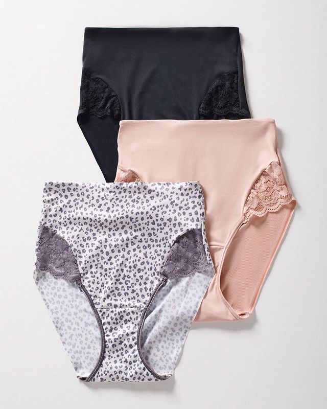 Soma Vanishing Tummy Retro Shaping Brief with Lace 3Pack, Multi Mall