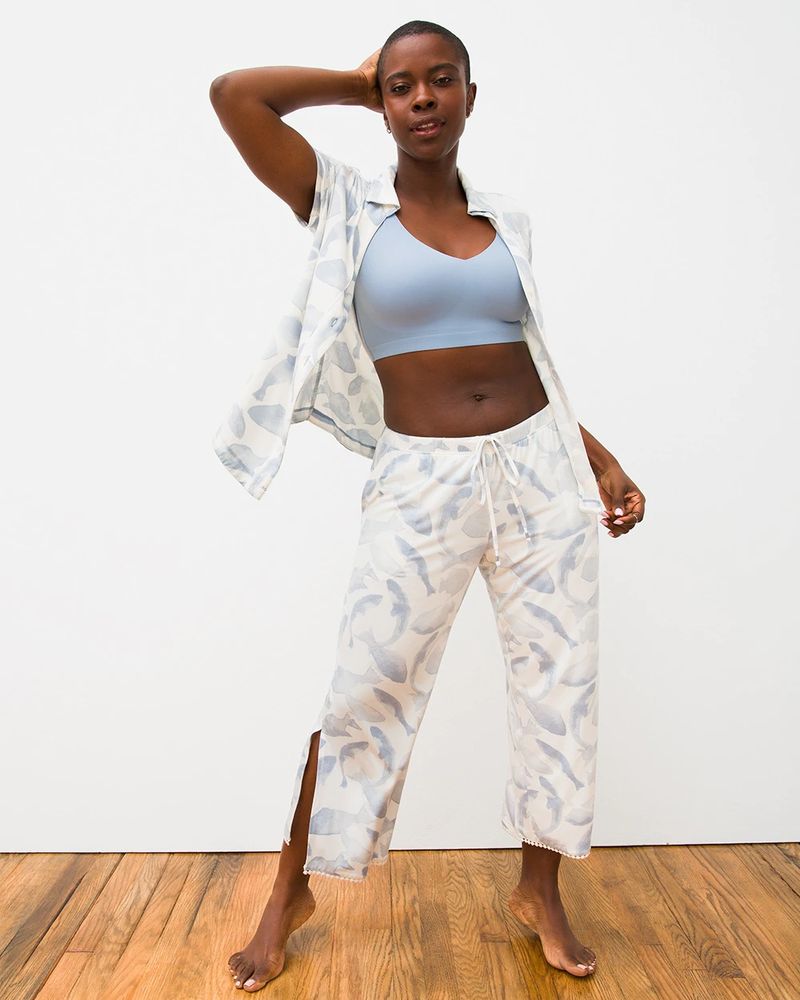 Soma Cool Nights Pom Trim Crop Pajama Pants Swimmingly Cloud 9