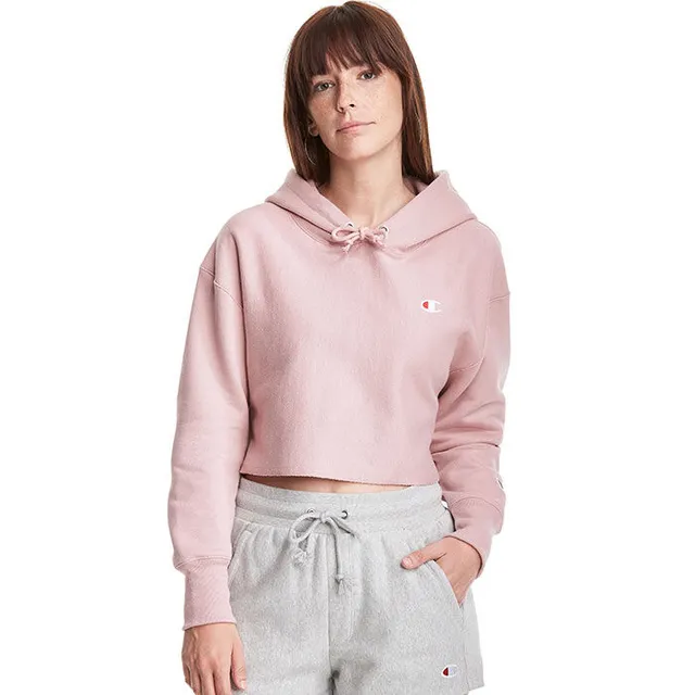 Light pink cropped champion hoodie best sale